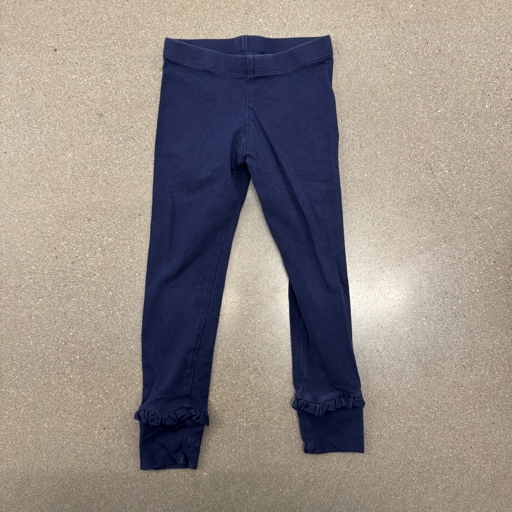 Woodmouse & Thistle Navy Blue Kids Leggings with Ruffle Hem Size 5 Years